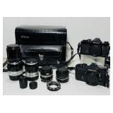 (2) Nikomat FT2 Camera Bodies, 4 Lenses, 200mm, (2) Nikomat FT2 Camera Bodies, 4 Lenses, 200mm,