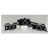 3 Konica FT-1 motor 35mm film cameras. No lenses. 3 Konica FT-1 motor 35mm film cameras. No lenses.
