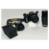 Nikon N5005 35mm film camera. Strap, flash, and Nikon N5005 35mm film camera. Strap, flash, and