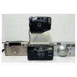 4 Film Cameras, Canon Snappy Q, Mamiya U, Ricoh