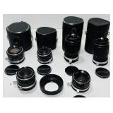 6 Miranda Camera Lenses, 4 have Cases, 3 Cases