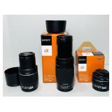3 Sony A-Mount Camera Lenses, 2 in boxes 3 Sony A-Mount Camera Lenses, 2 in boxes