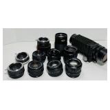 11 Camera Lenses and Converters, Mostly Konica