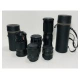 5 camera lenses. 1 Sears 28mm, 1 Sears tele-zoom