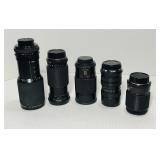 5 zoom lenses. 3Vivitar, 1 Sears, 1 Komura.