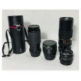 4 lenses. 1 Kiron 80-200mm, 1 Vivitar 62mm, 1