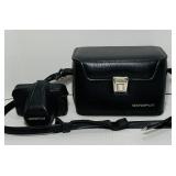 Black Leather Olympus Bag and Camera Case