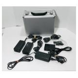 4 Sony chargers and hard case. 4 Sony chargers and hard case.