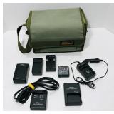 Various Nikon chargers and Nikon soft bag. Various Nikon chargers and Nikon soft bag.
