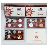 2001 US Mint Silver Proof Sets, 1 Box is missing