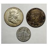 1963 Ben Franklin Half Dollar, 1964 Kennedy Half 1963 Ben Franklin Half Dollar, 1964 Kennedy Half