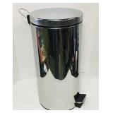 Chrome hands free lid trash can. 24x12 inch. Chrome hands free lid trash can. 24x12 inch.