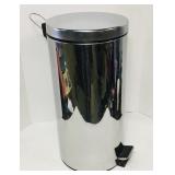 Chrome hands free lid trash can. 24x12 inch.