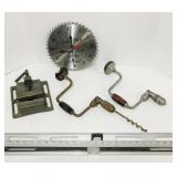 2 4ft levels, Craftsman clock, hand crank drills 2 4ft levels, Craftsman clock, hand crank drills