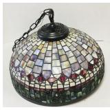Faux stained glass hanging lamp chandelier. Faux stained glass hanging lamp chandelier.