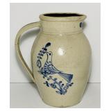 Salt Glazed, Cobalt decorated Pitcher Crock, 12"h