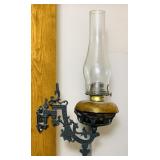 Queen Ann No 2, Oil Lamp w/Amber Base, Cast Iron Queen Ann No 2, Oil Lamp w/Amber Base, Cast Iron