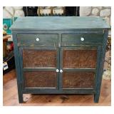 Neat Old Cabinet, Wood with Copper Inserts on Neat Old Cabinet, Wood with Copper Inserts on