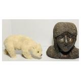 Clay Head Sculpture and blonde Hair Bear Clay Head Sculpture and blonde Hair Bear