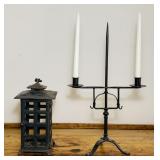 2 Iron Candles,Cast Iron Lantern Type, 3 Legged 2 Iron Candles,Cast Iron Lantern Type, 3 Legged