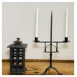 2 Iron Candles,Cast Iron Lantern Type, 3 Legged