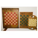 3 Checker Boards, Left one is a old Cutting Board