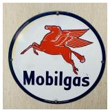 Mobil Gas Metal Sign, 11" diameter, probably Mobil Gas Metal Sign, 11" diameter, probably