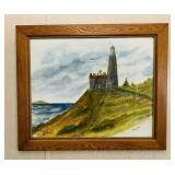 Lighthouse Painting by Mary E Myers, Looks to be Lighthouse Painting by Mary E Myers, Looks to be