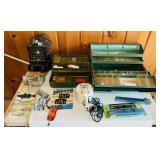2 Metal Tackle Boxes, Spot Light, Outboard Motor 2 Metal Tackle Boxes, Spot Light, Outboard Motor