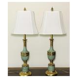 Matching Lamps, Very Heavy, Lots of Brass, Shades Matching Lamps, Very Heavy, Lots of Brass, Shades