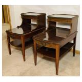 Matching End Tables, 2 Drawers, Glass protective Matching End Tables, 2 Drawers, Glass protective