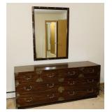 Henredon Dresser w/ Mirror, Brass Corners and Henredon Dresser w/ Mirror, Brass Corners and