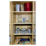 Cabinet Full of Barware Items and more