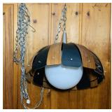 MCM Chandelier, Wood and Tinted Plexiglass with MCM Chandelier, Wood and Tinted Plexiglass with