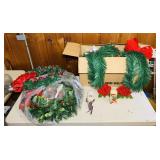 Christmas Lot, Old Kid on Skis, 3 Wreaths, Box of Christmas Lot, Old Kid on Skis, 3 Wreaths, Box of