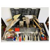 Rubbermaid Tool Box Full of Trowels,