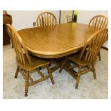 Dining Room Table with 4 Chairs, 65" x 41" w/ 2 Dining Room Table with 4 Chairs, 65" x 41" w/ 2