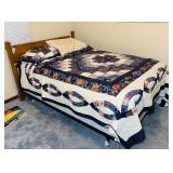 Full Size Bed, Metal Frame, Oak Headboard, Clean Full Size Bed, Metal Frame, Oak Headboard, Clean