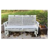 Wood Glider Bench, Clay Pot