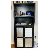 Black Cabinet, 2 Upper Shelves and Sliding Doors Black Cabinet, 2 Upper Shelves and Sliding Doors