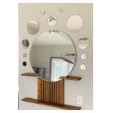 Large Multi Mirror and Oak Wall Decor, Main