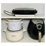 Air Fryer, 2 Crock Pots, George Foreman