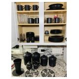 Pfaltzgraff black Dish Set plus Other glasses etc