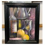 21" x 25" Framed Canvas Wine Painting