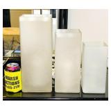 3 Glass Lights, 14", 11", an 9" high, take 3 Glass Lights, 14", 11", an 9" high, take