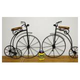2 Metal Wall Hanging Bikes, Wood Seats, Pedal has 2 Metal Wall Hanging Bikes, Wood Seats, Pedal has
