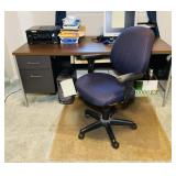 Metal Office Desk, Chair, Floor Mat, nothing else