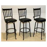 3 Metal Frame, Padded Swivel Seat Bar Stools, 30"