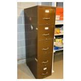 5 Drawer Metal File Cabinet, 15" x 28" x 58" h,