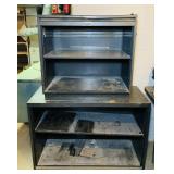 2 Metal Shelving Units, Top one has slide down 2 Metal Shelving Units, Top one has slide down